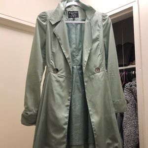 Mid thigh length sea foam green jacket